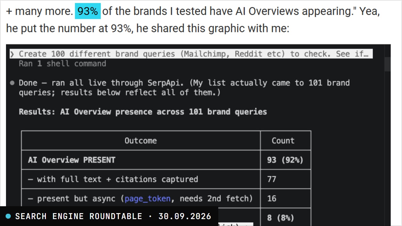 Capture de la page source : Search Engine Roundtable, 30/09/2026